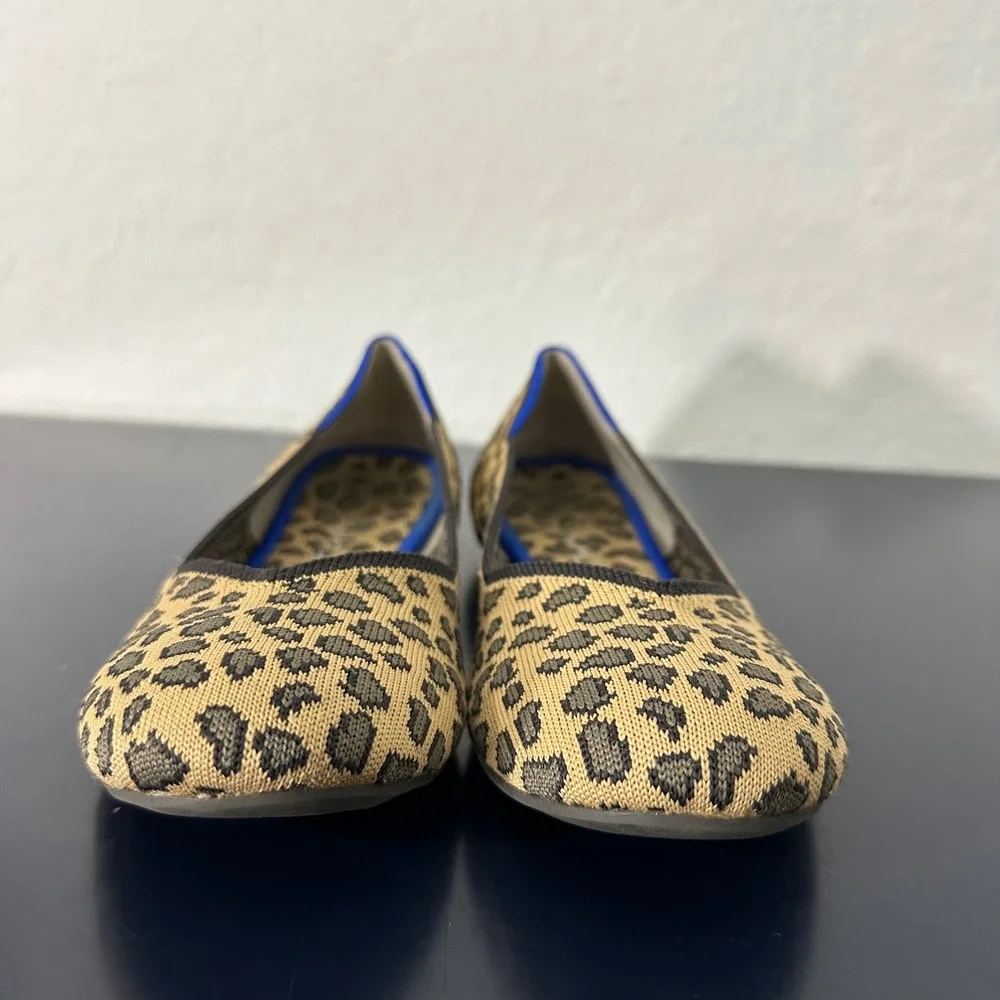 Rothy's The Flat Spotted Leopard Round Toe Ballet Flats Women's 7.5 Animal Print